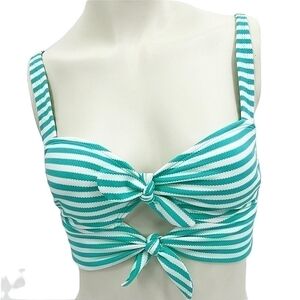 Shade & Shore EUC Women's S Green Striped Swim Top